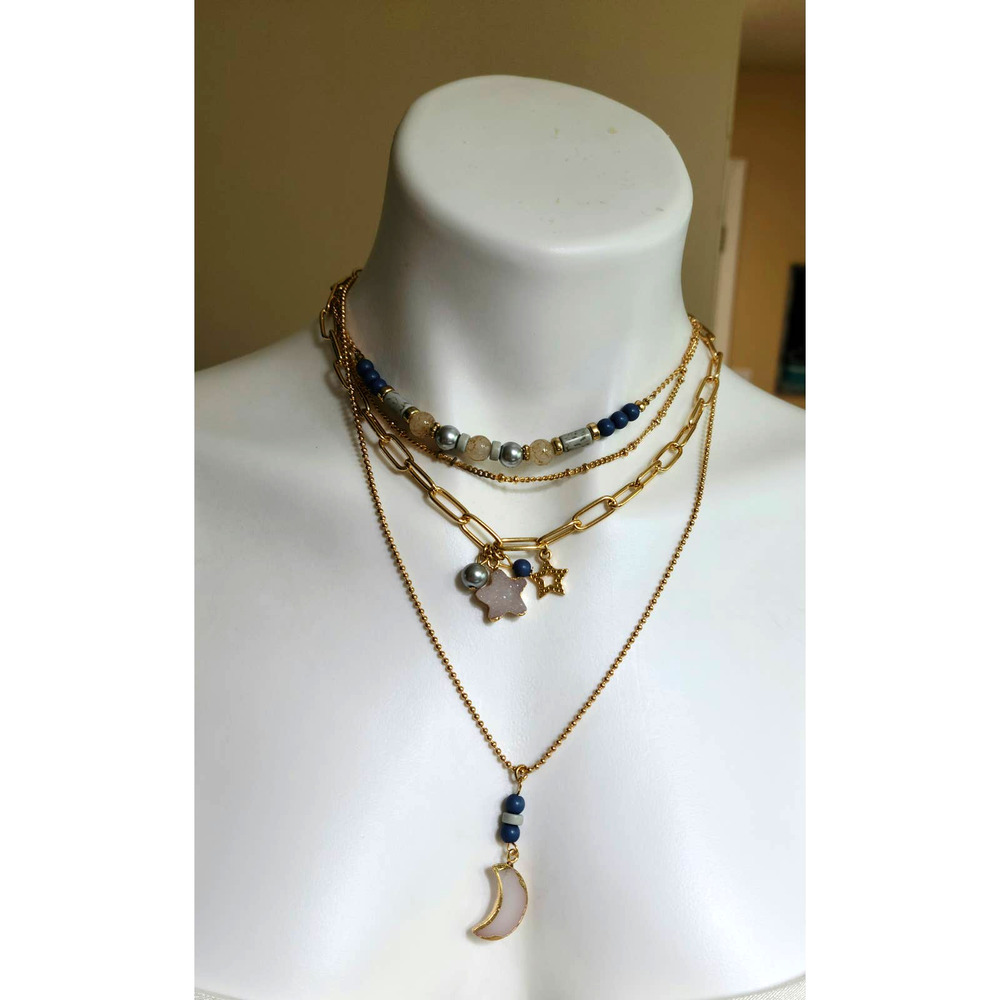 Gold & Blue multi chain necklace